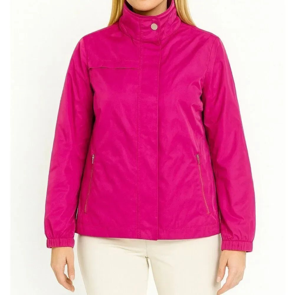 Talbots pink collared windbreaker rain jacket size 8